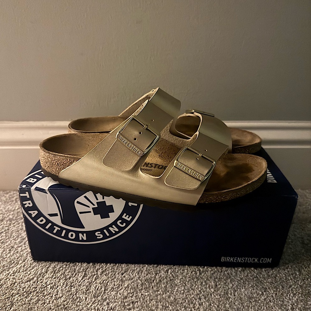Birkenstock Arizona Slide Sandals - Gold